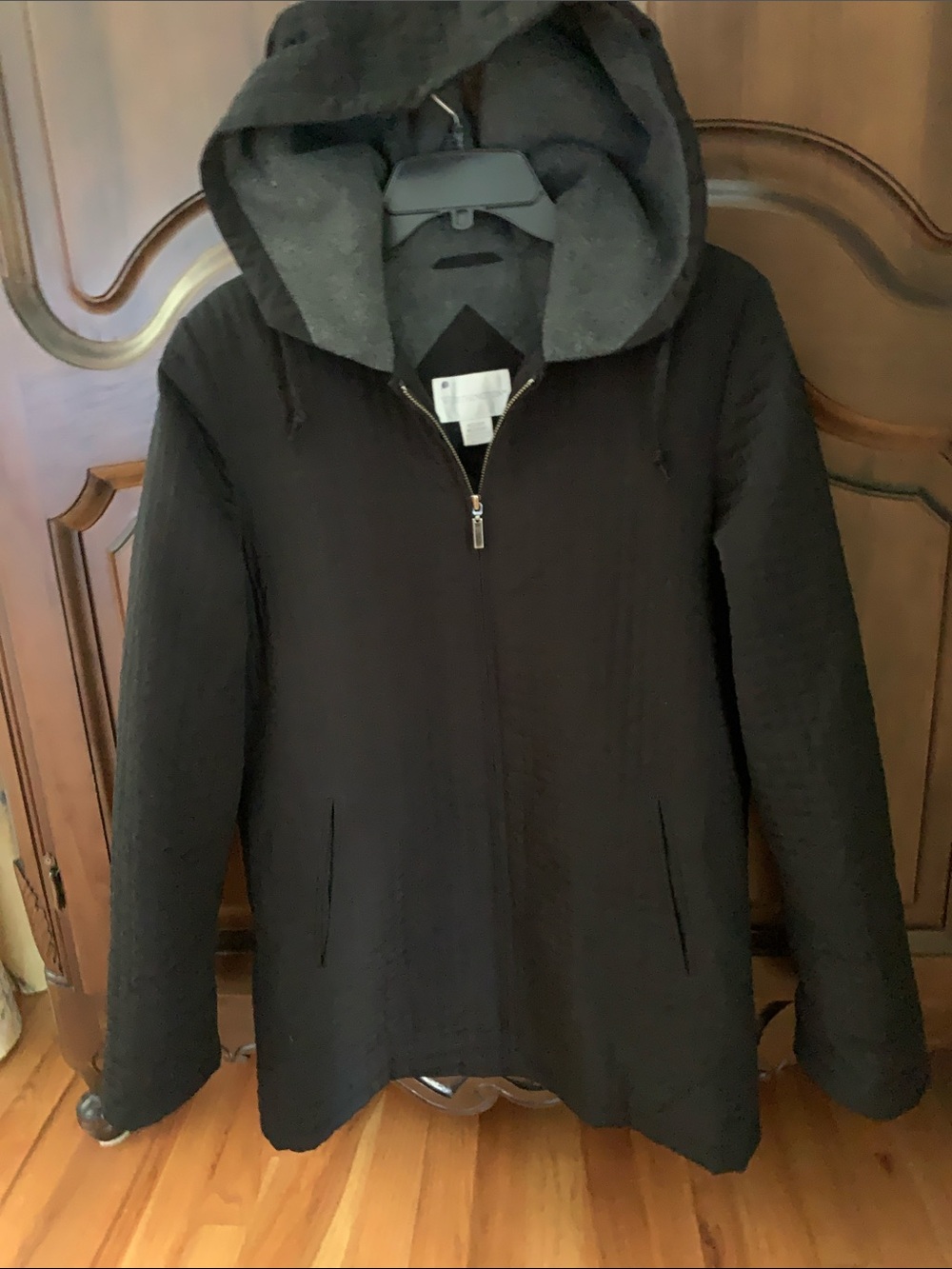 Worthington Black Quilted women’s Pea Coat with Contrast Collar